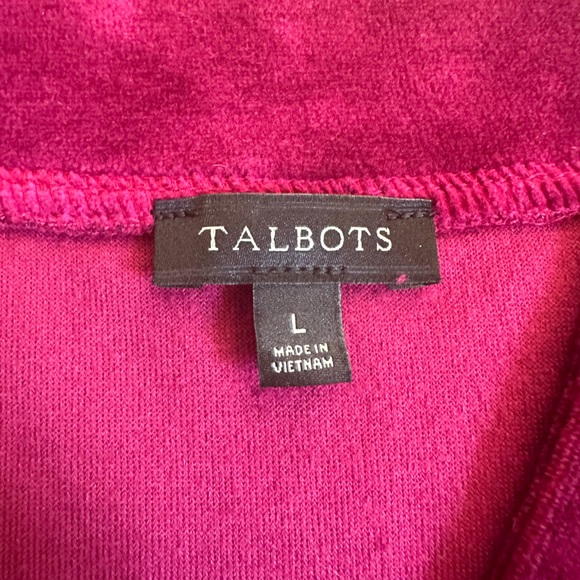 Talbots Womens Size Large Velour Velvet V-Neck Pullover Burgundy Soft Comfy - Picture 6 of 7